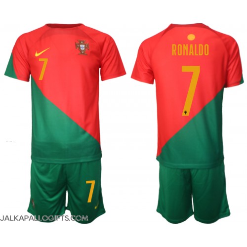 Portugali Cristiano Ronaldo #7 Koti Peliasu Lasten MM-kisat 2022 Lyhythihainen (+ Lyhyet housut)